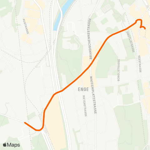 VBZ - Verkehrsbetriebe Zürich Zürich Enge, Bahnhof - Zürich, Saalsporthalle map