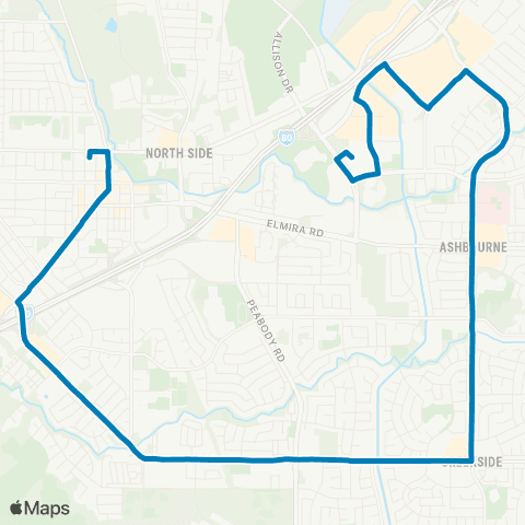 Vacaville City Coach Route 5 map