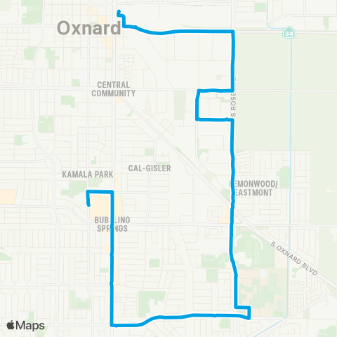 Gold Coast Transit OTC - Oxnard College - Centerpoint Mall map