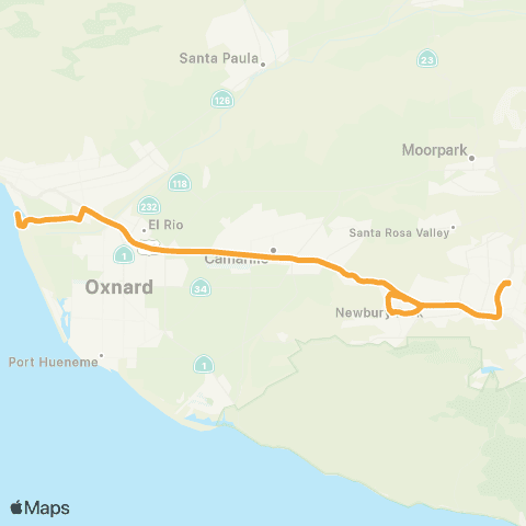 Thousand Oaks Transit Summer Beach Bus map