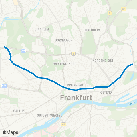VGF Ost - Bockenheimer Warte map