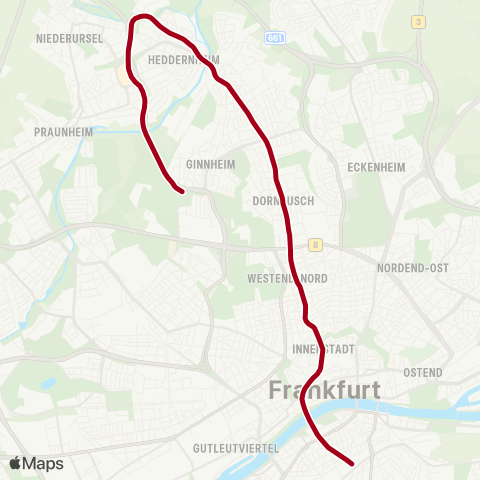 VGF Ginnheim Mitte - Süd map
