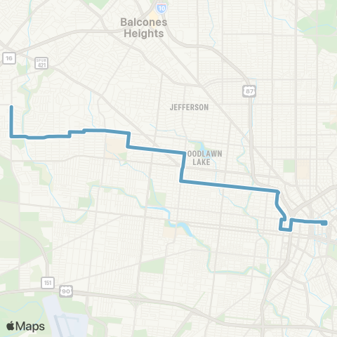 VIA Metropolitan Transit Poplar / Woodlawn 89-90 Lineup map