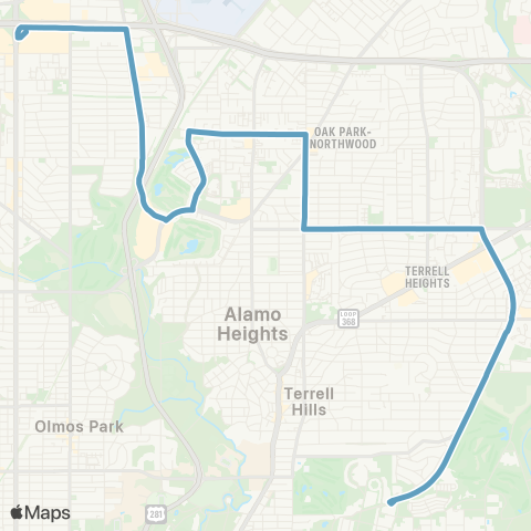 VIA Metropolitan Transit North Star / Harry Wurzbach map