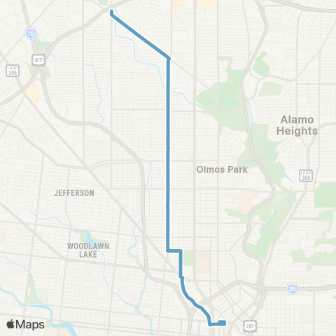 VIA Metropolitan Transit Blanco Road 2 Lineup map