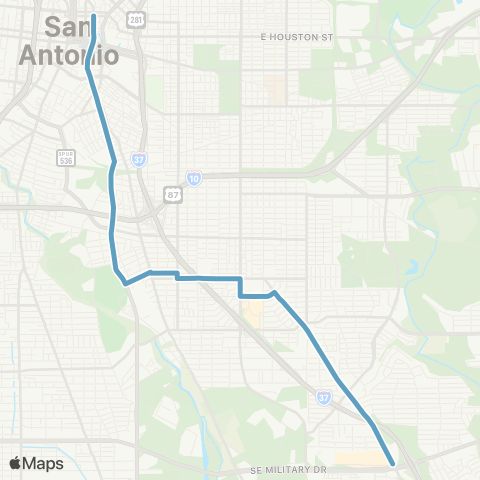 VIA Metropolitan Transit Steves / S St Marys 32-34 Lineup map