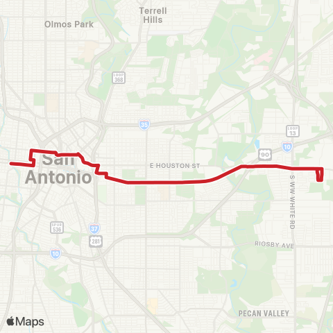 VIA Metropolitan Transit East Commerce map