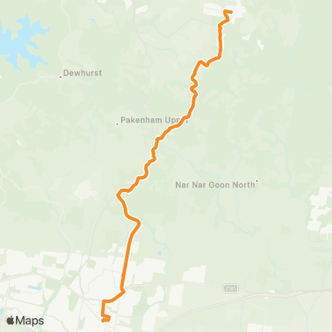 PTV - Public Transport Victoria Gembrook - Pakenham Station map
