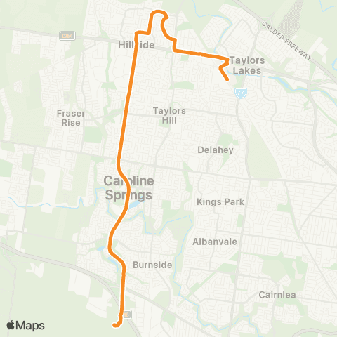 PTV - Public Transport Victoria Caroline Springs Sta - Watergardens Sta map