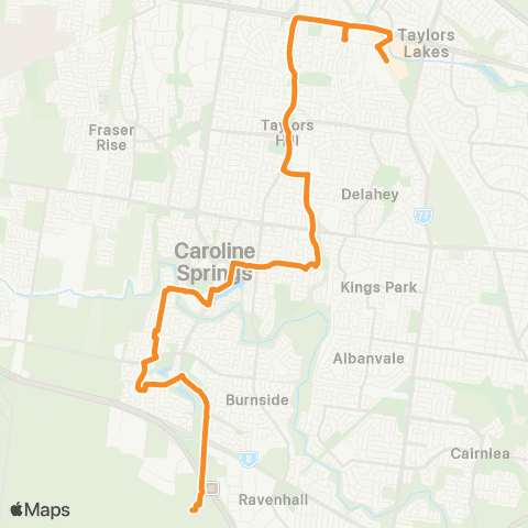 PTV - Public Transport Victoria Caroline Springs Sta - Watergardens Sta map