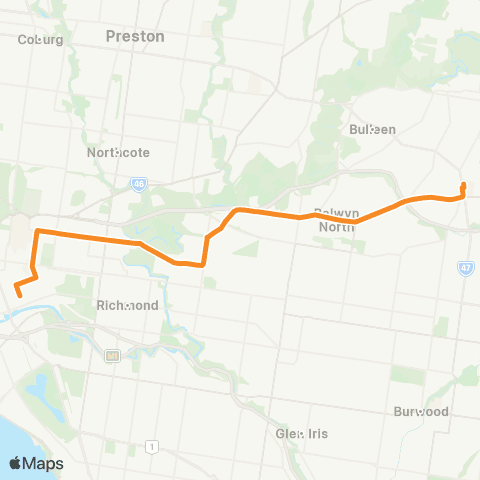PTV - Public Transport Victoria Doncaster SC - City (Queen St) map