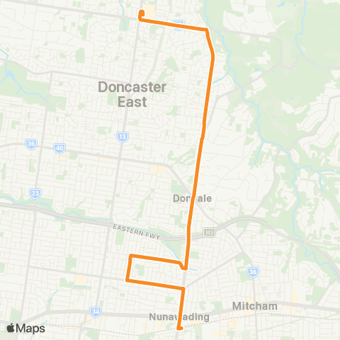 PTV - Public Transport Victoria The Pines SC - Nunawading Station map