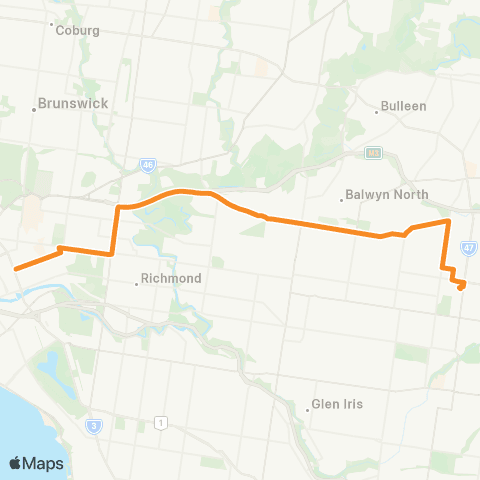 PTV - Public Transport Victoria Box Hill Sta - City (King / Lonsdale St) map