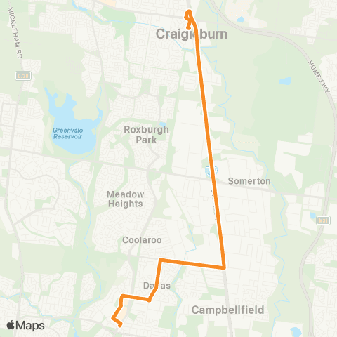 PTV - Public Transport Victoria Broadmeadows - Craigieburn map