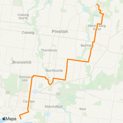 PTV - Public Transport Victoria La Trobe University - City (Queen St) map