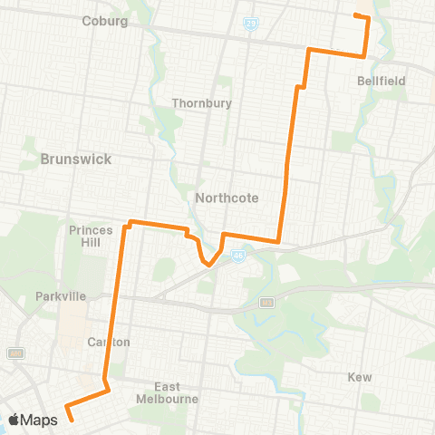 PTV - Public Transport Victoria Northland SC - City (Queen St) map