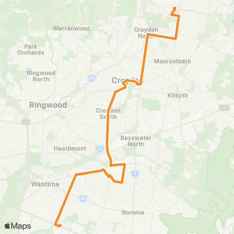 PTV - Public Transport Victoria Chirnside Park SC - Knox City SC map