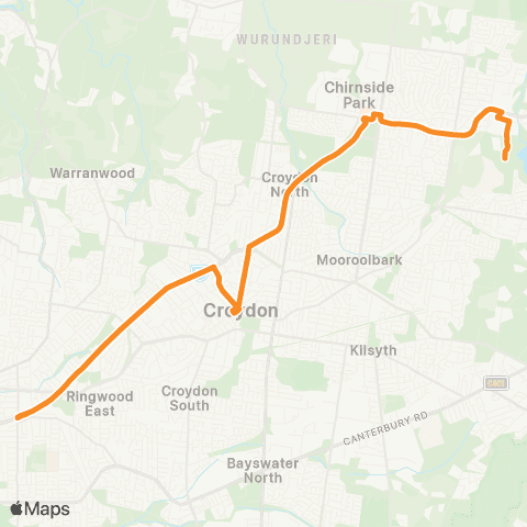 PTV - Public Transport Victoria Lilydale - Ringwood map