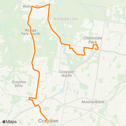 PTV - Public Transport Victoria Chirnside Park SC - Croydon map