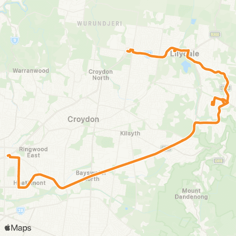 PTV - Public Transport Victoria Chirnside Park SC - Ringwood map
