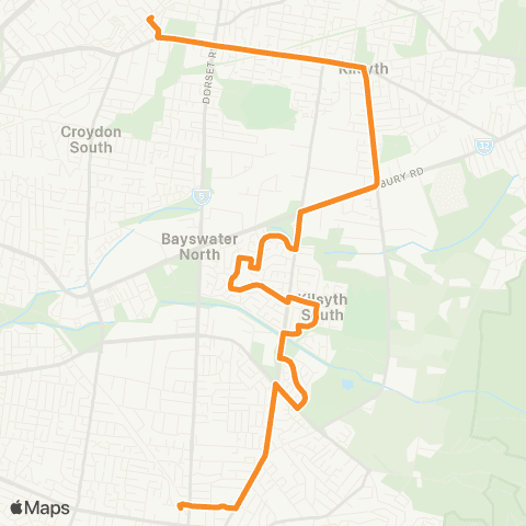 PTV - Public Transport Victoria Boronia - Croydon map