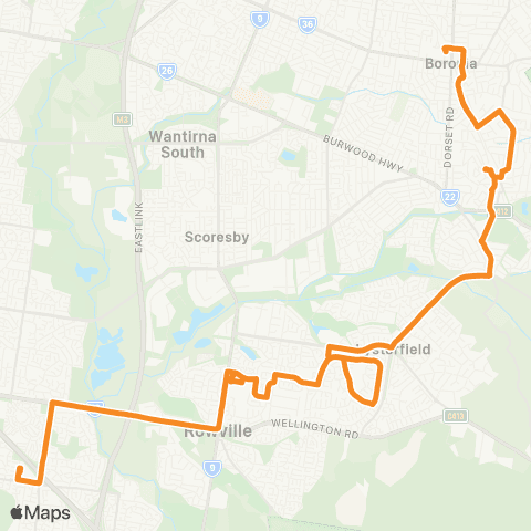 PTV - Public Transport Victoria Boronia - Waverley Gardens SC map