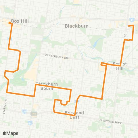 PTV - Public Transport Victoria Nunawading - Box Hill Station map