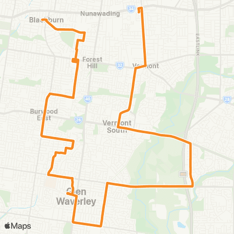 PTV - Public Transport Victoria Blackburn - Mitcham map