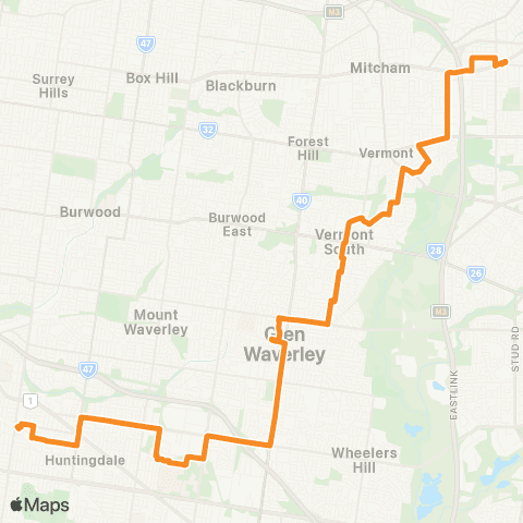 PTV - Public Transport Victoria Chadstone SC - Ringwood map