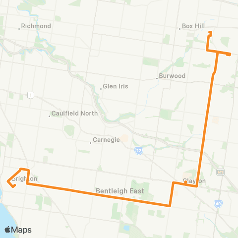 PTV - Public Transport Victoria Blackburn - Middle Brighton map