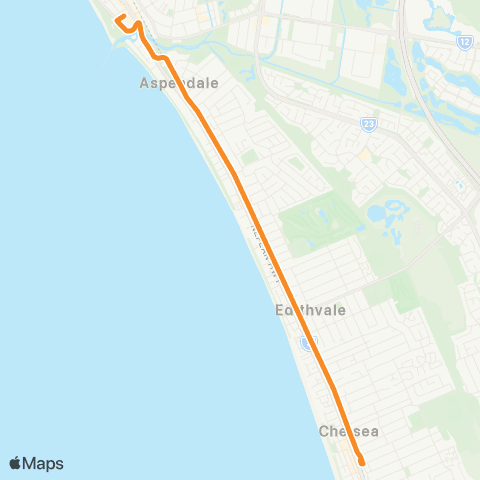 PTV - Public Transport Victoria Chelsea Railway Sta - Mordialloc Shopping Ctr map