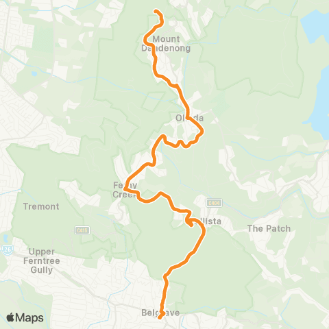 PTV - Public Transport Victoria Mount Dandenong - Belgrave map