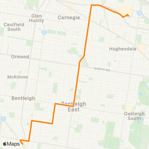 PTV - Public Transport Victoria Moorabbin Station - Chadstone SC map