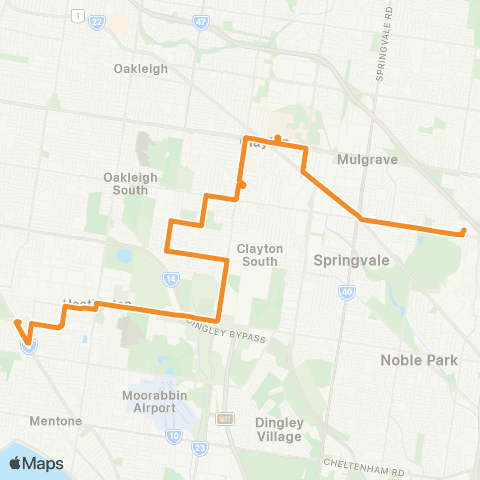 PTV - Public Transport Victoria Waverley Gardens SC - Southland SC map