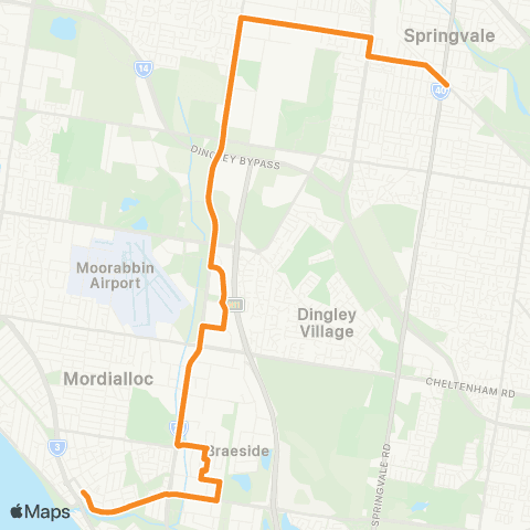 PTV - Public Transport Victoria Springvale - Mordialloc map
