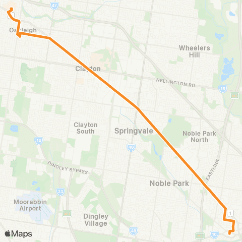 PTV - Public Transport Victoria Chadstone SC - Dandenong map