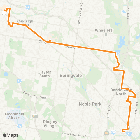 PTV - Public Transport Victoria Chadstone SC - Dandenong map