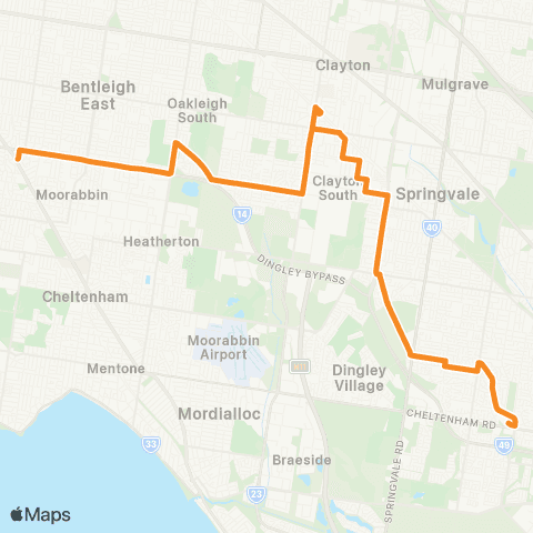 PTV - Public Transport Victoria Keysborough - Moorabbin map
