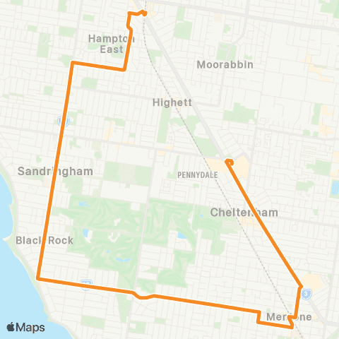 PTV - Public Transport Victoria Southland SC - Moorabbin map