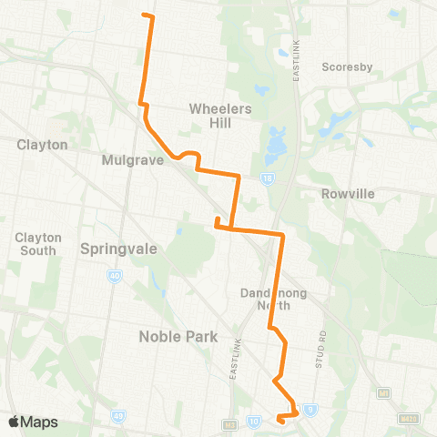 PTV - Public Transport Victoria Glen Waverley - Dandenong map