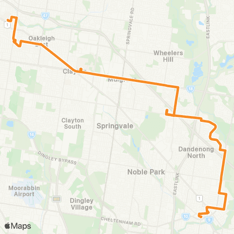 PTV - Public Transport Victoria Chadstone SC - Dandenong map