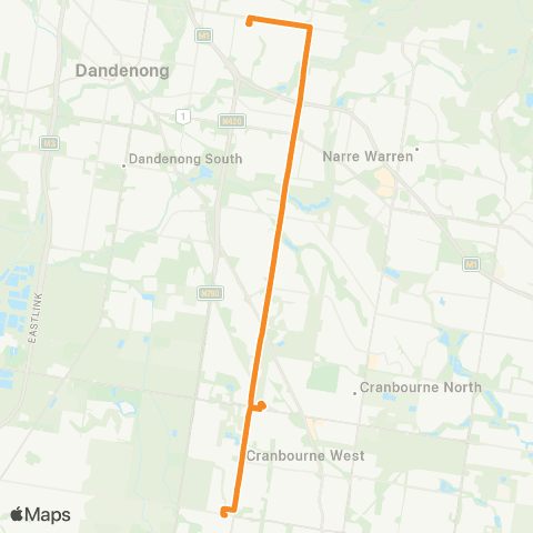 PTV - Public Transport Victoria Cranbourne West - Endeavour Hills SC map