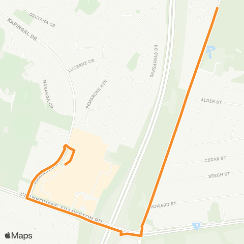 PTV - Public Transport Victoria McClelland Drive - Karingal  SC map