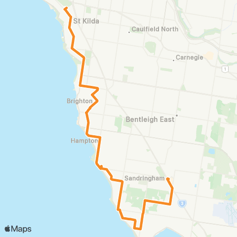 PTV - Public Transport Victoria Southland SC - St Kilda Station map