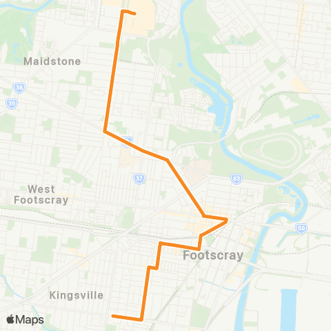PTV - Public Transport Victoria Yarraville - Highpoint SC map