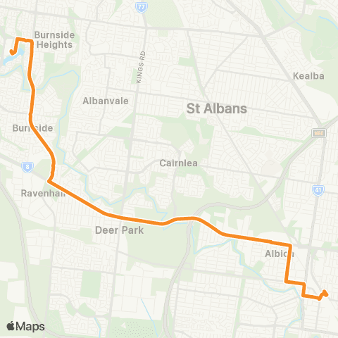 PTV - Public Transport Victoria Caroline Springs - Sunshine Station map