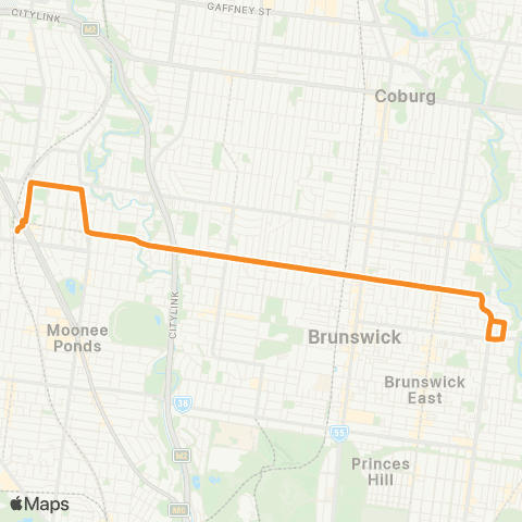 PTV - Public Transport Victoria Essendon - East Brunswick map