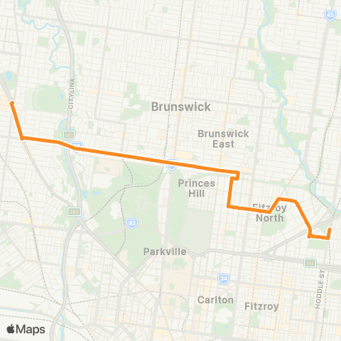 PTV - Public Transport Victoria Clifton Hill - Moonee Ponds map