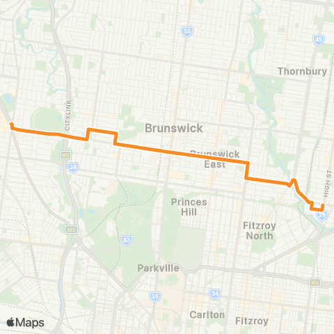 PTV - Public Transport Victoria Moonee Ponds - Westgarth map