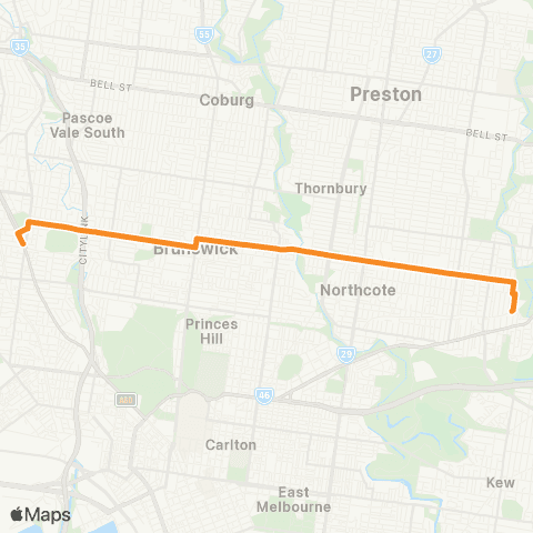 PTV - Public Transport Victoria Alphington - Moonee Ponds map
